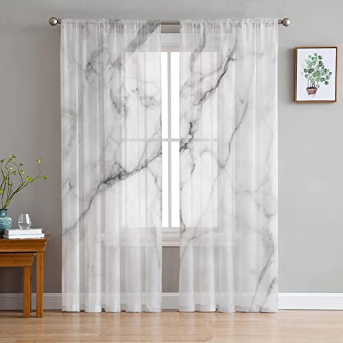 LUOWAN Voile Gardinen Wohnzimmer 2 Panel 35% Verdunkelungsvorhang Gesamtgröße 160x160 CM Grau Marmor Kunst Streifen Home Dekorative Vorhänge Für Küche Schlafzimmer Wohnzimmer Fenster Schlafzimmer Baue von LUOWAN