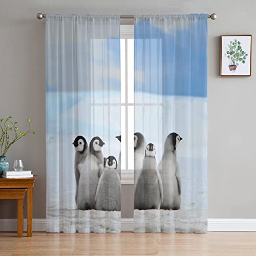 LUOWAN Wasserdichter Vorhang Pinguin 234x230 cm Polyester 35% Verdunkelungsvorhänge Ösen Netzvorhänge Küche Schlafzimmer Wohnzimmer Kinderzimmer Bad von LUOWAN