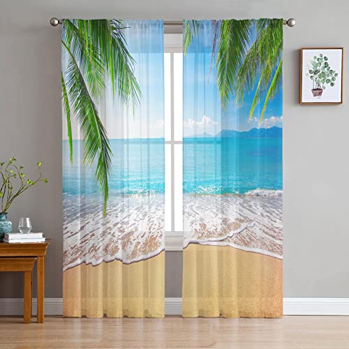 LUOWAN Wohnzimmer Vorhang 2 Panel 35% Verdunkelungsvorhang Gesamtgröße 300x270 CM Blau Meer Strand Landschaft Home Dekorative Vorhänge Für Küche Schlafzimmer Wohnzimmer Fenster Schlafzimmer Bauernhaus von LUOWAN