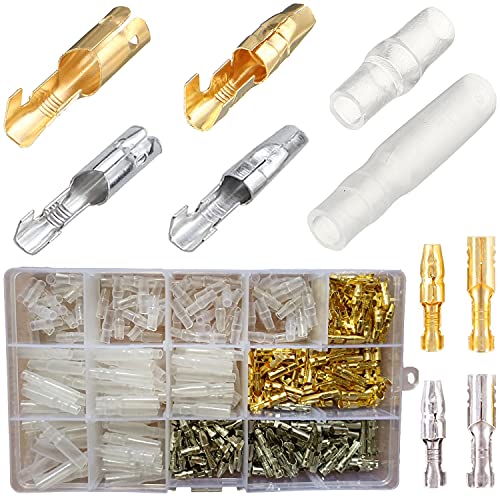 Rundsteckverbinder Motorrad Doppelt, 400PCS 3,9mm Messing Bullet Terminals Connector mit Isolationsabdeckung, Stecker Rundstecker kfz Rundsteckhülsen elektrik Crimp Terminal von Maburcon