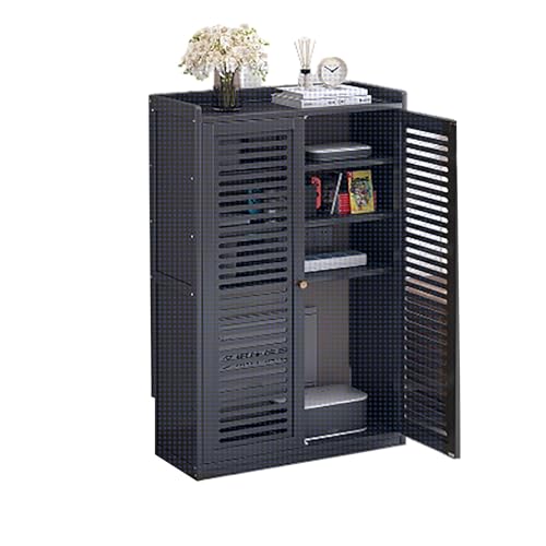 Bambus-Akzent-Bodenschrank, Router-Regal, Organizer mit 2 Türen für Das Wohnzimmer, Kann Zum Abdecken Von Elektrokästen und Zum Platzieren Von Ungenutzten Gegenständen Verwendet Werden(Black) von LUOWEIYA