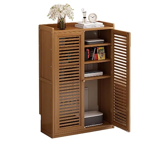Bambus-Akzent-Bodenschrank, Router-Regal, Organizer mit 2 Türen für Das Wohnzimmer, Kann Zum Abdecken Von Elektrokästen und Zum Platzieren Von Ungenutzten Gegenständen Verwendet Werden(Brown) von LUOWEIYA