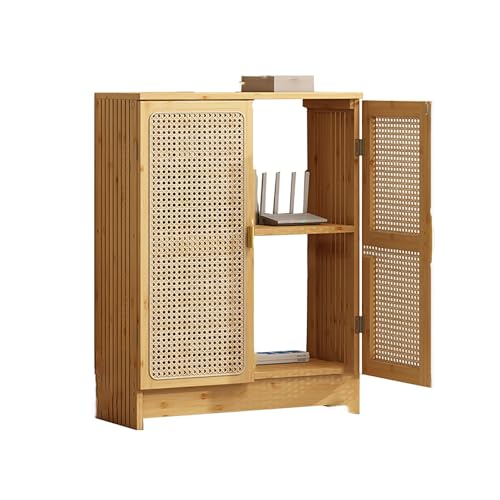 LUOWEIYA Aufbewahrungsbox für WLAN-Router, Multimedia-Versteckschrank, Organizer für Steckdosenleisten-Kabelmanagement, Freistehender Bambus-Bodenschrank(50cm) von LUOWEIYA