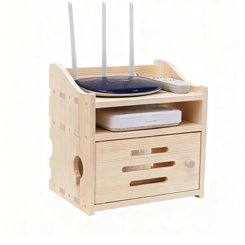 LUOWEIYA Aufbewahrungsbox für WLAN-Router, Unsichtbarer Aufbewahrungsständer für Netzwerkrouter, für Modem-Steckdosenleiste und Kabelmanagement Zu Hause und Im Büro(Wood Color) von LUOWEIYA