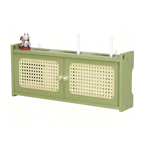 LUOWEIYA Aufbewahrungsbox für WLAN-Router Aus Holz, Schrank Zum Verstecken Von Router und Modem, WLAN-Box, Unsichtbare Aufbewahrung, Mehrschichtige Regale für Zuhause und Büro(Green) von LUOWEIYA
