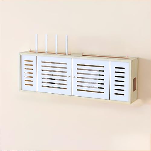 LUOWEIYA Aufbewahrungsschrank für WLAN-Router, Projektorständer, Hider-Organizer, Aufbewahrungsschrank für Heimmedien für TV-Set-Top-Boxen, Kabelmediengeräte(Light Brown) von LUOWEIYA