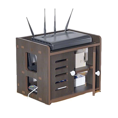 LUOWEIYA PVC-Router-Aufbewahrungsschrank, Organizer für Steckdosenleisten und Kabelmanagement, Muss Zusammengebaut Werden, Kleiner Router-Schrank für Badezimmer und Wohnzimmer(Brown,30cm) von LUOWEIYA