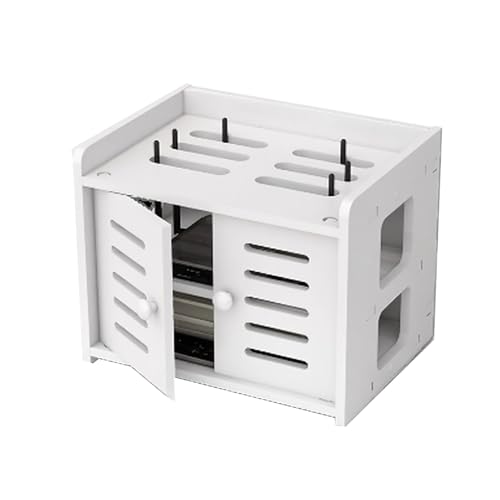 LUOWEIYA PVC-Router-Aufbewahrungsschrank, Organizer für Steckdosenleisten und Kabelmanagement, Muss Zusammengebaut Werden, Kleiner Router-Schrank für Badezimmer und Wohnzimmer(White,25cm) von LUOWEIYA