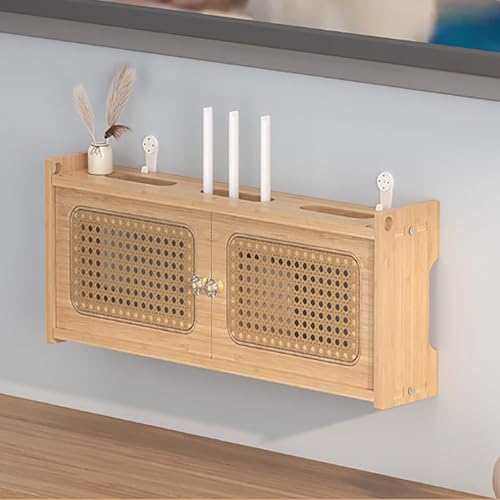 LUOWEIYA Router-Aufbewahrungsschrank, Router-Regal Aus Holz, An Der Wand Montierbare Dekorative Modem-Regal-Versteckabdeckung, Versteckregal für Heim-TV-Set-Top-Boxen(Brown) von LUOWEIYA