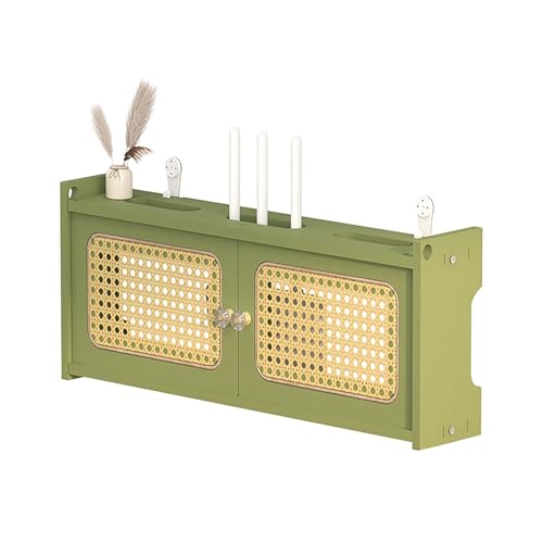 LUOWEIYA Router-Aufbewahrungsschrank, Router-Regal Aus Holz, An Der Wand Montierbare Dekorative Modem-Regal-Versteckabdeckung, Versteckregal für Heim-TV-Set-Top-Boxen(Green) von LUOWEIYA