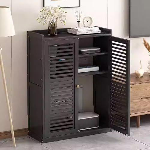 LUOWEIYA Router-Aufbewahrungsschrank, Router- und Modem-Aufbewahrungsschrank mit Kabelmanagementsystem, Freistehender Bodenschrank-Organizer für Das Wohnzimmer(Black,97cm) von LUOWEIYA