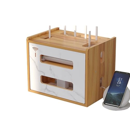 LUOWEIYA Wandhalterung für Router-Regal, Router-Ständer für Die Wand, Aufbewahrungshalter für Drahtlose Internetgeräte, Modemabdeckung für Das Home Office(Brown) von LUOWEIYA
