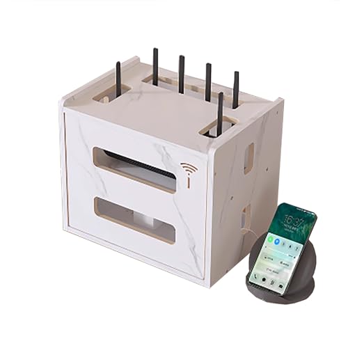 LUOWEIYA Wandhalterung für Router-Regal, Router-Ständer für Die Wand, Aufbewahrungshalter für Drahtlose Internetgeräte, Modemabdeckung für Das Home Office(White) von LUOWEIYA