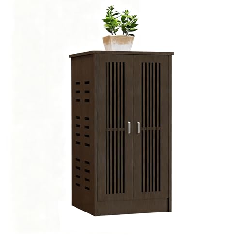 LUOWEIYA WiFi-Router-Aufbewahrungsschrank, Doppelstöckige Moderne Standschränke mit Verstellbaren Regalen, Multimedia-Versteckbox für Das Büro Zu Hause(Brown) von LUOWEIYA