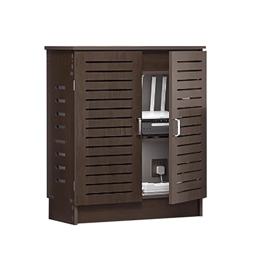 LUOWEIYA WiFi-Router-Aufbewahrungsschrank, Standschrank für Modem-WiFi, mit Gittertür und Verstellbaren Regalen, Versteckbox für Kabelmanagement(Brown,30cm) von LUOWEIYA