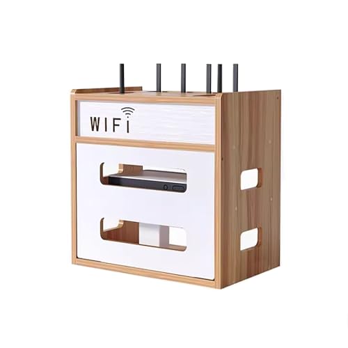 LUOWEIYA WiFi-Router-Aufbewahrungsschrank, WiFi-Router-Aufbewahrung Aus Holz, Versteckregal Aus Massivholz, Montage Erforderlich, Unsichtbare Aufbewahrung(Brown) von LUOWEIYA