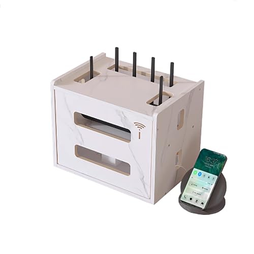 LUOWEIYA WiFi-Router-Aufbewahrungsschrank, WiFi-Router-Aufbewahrung Aus Holz, Versteckregal Aus Massivholz, Montage Erforderlich, Unsichtbare Aufbewahrung(White) von LUOWEIYA