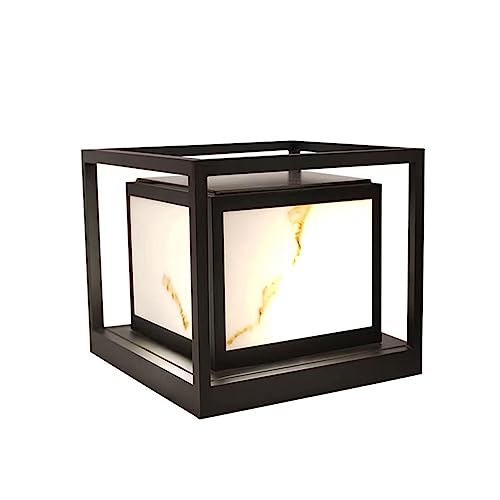 Außenbereich Pfostenleuchten Quadratische Solar-LED-Säulenleuchte Wasserdichte Säulenleuchte for draußen Imitation Marmor Laterne Post Licht for Garten Hof Zaun Veranda Straße Laterne ( Size : 26*26*2 von LUOYAOB