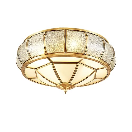 Deckenlampe Antike Messing-Glas-Deckenleuchte Boho Stil Kuppel Kunst Deckenleuchte Close To Ceiling Light Fixtures for Schlafzimmer Küche Esszimmer Wohnzimmer Eingang Foyer Flur Dekor (Size : 45cm) von LUOYAOB