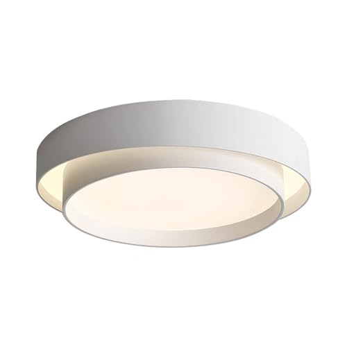 LUOYAOB Moderner American Style Iron Art Deckenleuchte Weiße Runde LED-Deckenleuchte Flush Mount Close To Ceiling Light Fixtures für Wohnzimmer, Schlafzimmer, Küche, Flur, Badezimmer von LUOYAOB
