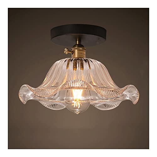 Deckenleuchte Wohnzimmerlampen Blumen-Glas-Deckenleuchte Vintage-Messing-Glas-Deckenlampe Split-Blumen-Design-Deckenbeleuchtung, Industrieküchen-Kunst-Unterputz-Bauernhaus-Beleuchtung for Wohnzimmer-F von LUOYAOB