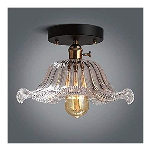 Deckenleuchte Wohnzimmerlampen Blumen-Glas-Deckenleuchte Vintage-Messing-Glas-Deckenlampe Split-Blumen-Design-Deckenbeleuchtung, Industrieküchen-Kunst-Unterputz-Bauernhaus-Beleuchtung for Wohnzimmer-F von LUOYAOB