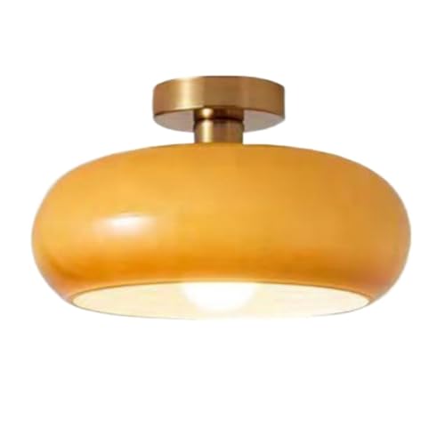 Deckenleuchte Wohnzimmerlampen Deckenleuchte, nordische Vintage-Deckenleuchten mit bündiger Montage und gewölbtem Glasschirm, Mid-Century Modern, deckennahe Lampe for Flur und Schlafzimmer(Orange) von LUOYAOB