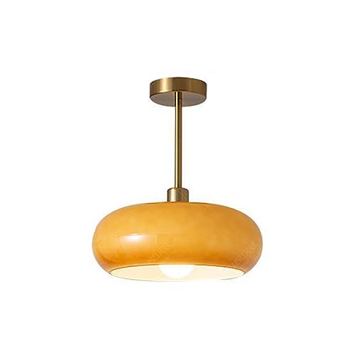 Deckenleuchte Wohnzimmerlampen Mid-Century Vintage Trommel Deckenleuchte Messing Glas Semi Flush Mount Deckenleuchte Deckenleuchte for Wohnzimmer Schlafzimmer Esszimmer Küche Flur Eingang Foyer(Orange von LUOYAOB