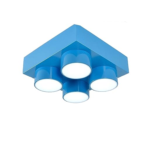 Deckenleuchten Metallische Baustein-Deckenleuchte Moderne kreative LED-Acryl-Deckenleuchte Flush Mount Close To Ceiling Light Fixtures for Spielzimmer Kinderzimmer Kinderzimmer Kindergarten(Blue,50*50 von LUOYAOB