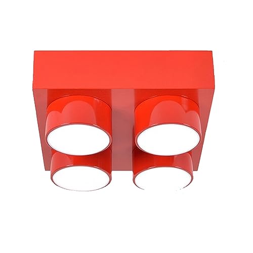 Deckenleuchten Metallische Baustein-Deckenleuchte Moderne kreative LED-Acryl-Deckenleuchte Flush Mount Close To Ceiling Light Fixtures for Spielzimmer Kinderzimmer Kinderzimmer Kindergarten(Rosso,40*4 von LUOYAOB