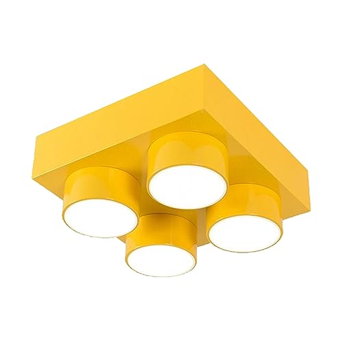 Deckenleuchten Metallische Baustein-Deckenleuchte Moderne kreative LED-Acryl-Deckenleuchte Flush Mount Close To Ceiling Light Fixtures for Spielzimmer Kinderzimmer Kinderzimmer Kindergarten(Yellow,40* von LUOYAOB