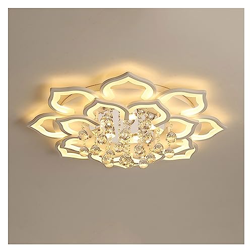 Kristall Kronleuchter Deckenleuchte Blumenförmige Kristall-Deckenleuchte Moderner Acryl-Blütenblatt LED-Kronleuchter Flush Mount Deckenleuchten mit Fernbedienung for Wohnzimmer Schlafzimmer Flur Esszi von LUOYAOB