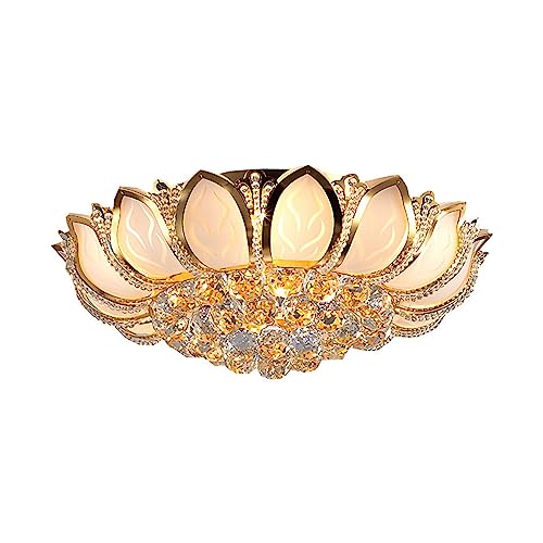 Kristall Kronleuchter Deckenleuchte Luxus Lotus-Kristall-Deckenleuchte Moderne Led Petal Kristall Kronleuchter Flush Mount Flower Lampe mit Fernbedienung for Wohnzimmer Schlafzimmer Esszimmer Halle ( von LUOYAOB