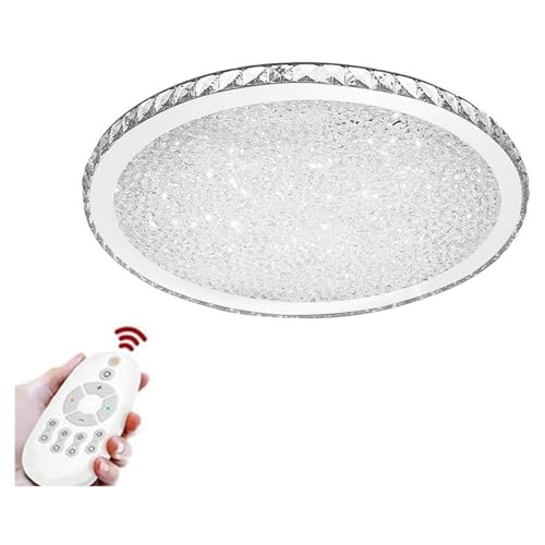 LED Kristall Deckenleuchte Luxuriöse LED-Kristall-Deckenleuchte Moderne runde Kristall-Deckenleuchte Edelstahl-Spiegel Weißes Kristall Deckenleuchten for Wohnzimmer und Schlafzimmer(Stepless Dimming,1 von LUOYAOB