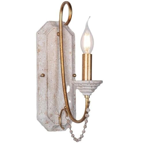 LUOYAOB Bauernhaus Vintage Wandleuchte Rustikale Kerze Wandlampe Eisen Lampenkörper Wandleuchten for Schlafzimmer Wohnzimmer Flur Foyer(Gold,1-Light) von LUOYAOB