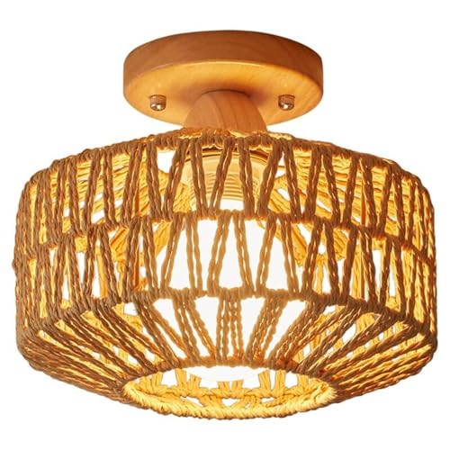 LUOYAOB Boho Farmhouse Gewebte Seil Deckenleuchte Japanische handgemachte rustikale Rattan Trommelschirmlampe Inneneinrichtung for Eingangsbereich Schlafzimmer Flur LUOYAOB Boho Farmhouse Gewebte Seil Deckenleuchte Japanische handgemachte rustikale Rattan Trommelschirmlampe Inneneinrichtung for Eingangsbereich Schlafzimmer Flur von LUOYAOB