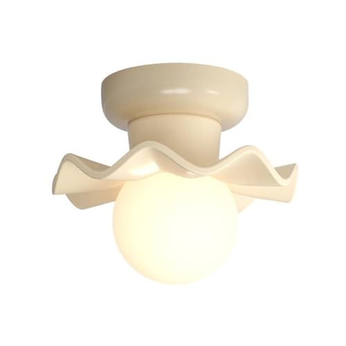 LUOYAOB Cremefarbene, gerüschte, halbbündige Deckenleuchte mit weißem Kugelschirm, nordische Deckenleuchte for den Innenbereich, Heimdekoration for Schlafzimmer, Kinderzimmer, Flur LUOYAOB Cremefarbene, gerüschte, halbbündige Deckenleuchte mit weißem Kugelschirm, nordische Deckenleuchte for den Innenbereich, Heimdekoration for Schlafzimmer, Kinderzimmer, Flur von LUOYAOB