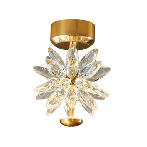 LUOYAOB Crystal Flower Burst Halbbündige Deckenleuchte, modernes Gold-Finish, Mini-Deckenlampe, Inneneinrichtung for Flur, Eingangsbereich, Schlafzimmer, Schrank(20cm) von LUOYAOB