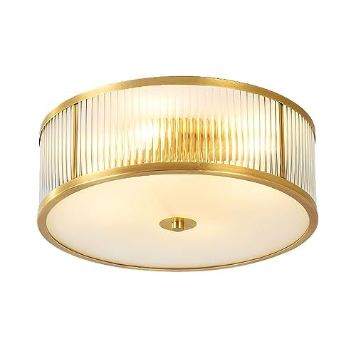 LUOYAOB Deckenlampe American Style All-Copper Deckenleuchte Abgerundete Luxus Glas Romantische Deckenleuchte for Schlafzimmer Wohnzimmer Eingangsbereich Flur Badezimmer Waschküche (Size : 28 * 14CM) von LUOYAOB