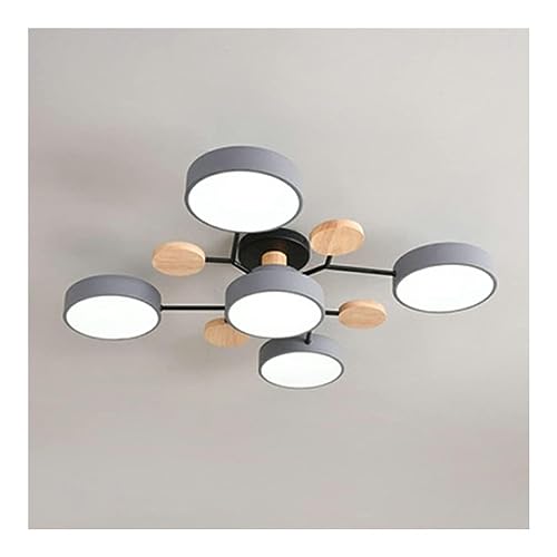 LUOYAOB Deckenlampe Kreisförmige LED-Deckenleuchte aus Acryl Nordisch Moderne Holz-Deckenleuchte Semi Flush Mount Deckenleuchte Leuchten for Wohnzimmer Schlafzimmer Küche(Gray,M) von LUOYAOB