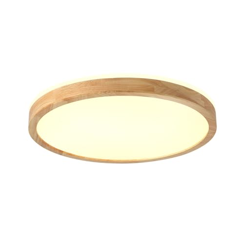 LUOYAOB Deckenlampe Runde Holz LED-Deckenleuchte Japanischer Stil Ultradünne LED-Deckenleuchte Close to Ceiling Lighting Fixture for Wohnzimmer, Küche, Flur, Balkon, Büro(Infinitely Dimmable,40cm) von LUOYAOB
