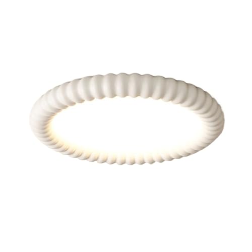 LUOYAOB Deckenlampe Runde Harz-Deckenleuchte, dreifarbige LED-Deckenleuchte, minimalistische, deckennahe Leuchten for Bauernhaus, Schlafzimmer, Esszimmer, Foyer(Milky white) von LUOYAOB