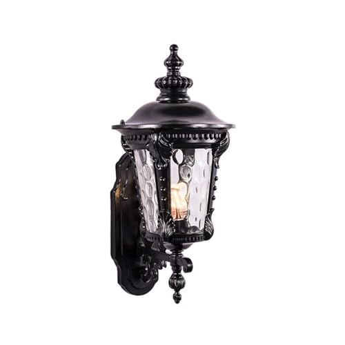LUOYAOB Europäische Vintage-Wandleuchte for den Außenbereich, wasserdichte Vintage-Außenwandlaterne mit gehämmertem, antike Veranda-Wandleuchte for die Gartenterrasse der Villa(Zwart,H48CM) von LUOYAOB