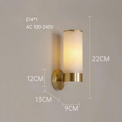 LUOYAOB Kleine Alabaster-Wandleuchte, schwarze lineare Flurleuchte mit Messing- und Marmorakzenten for Schlafzimmer, Badezimmer, Wohnzimmer(Gold) von LUOYAOB