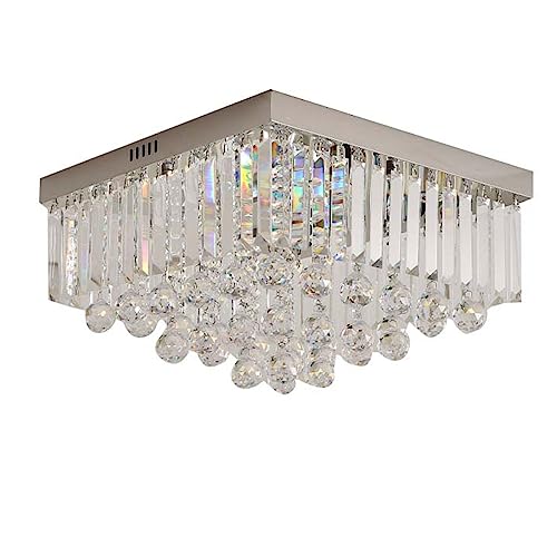 LUOYAOB Kristall Kronleuchter Deckenleuchte Moderne K9 Kristall-Deckenleuchte 3 Farben LED dimmbare Kristall Pendelleuchten Flush Mount Deckenleuchten for Flur Treppe Küche Bad (Size : 25cm) von LUOYAOB