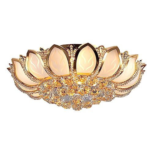 LUOYAOB LED Kristall Deckenleuchte Lotus Crystal Petal Deckenleuchte Moderne Luxus Kristall Led Kronleuchter Flush Mount Deckenleuchte for Lounge Wohnzimmer Schlafzimmer Esszimmer Foyer Halle(60CM) von LUOYAOB