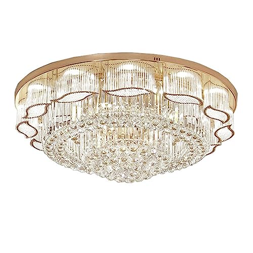 LUOYAOB LED Kristall Deckenleuchte Runde Kristall-Deckenleuchte Moderner K9 Crystal Raindrop Kronleuchter 3 Farbe Dimmbar mit Fernbedienung Flush Mount Deckenleuchte for Wohnzimmer Schlafzimmer(60cm) von LUOYAOB