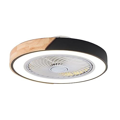 LUOYAOB Leise Ventilator Lampe Runder Farbiger Deckenventilator mit Licht Moderne dimmbare LED dünne Ventilatorlampe for Schlafzimmer Küche Kinderzimmer Wohnzimmer Restaurant (Color : Zwart) von LUOYAOB