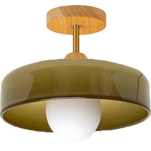 LUOYAOB Mid Century Modern Deckenleuchte Lampenschirm Halbbündige Deckenleuchte Massivholz Sockel Deckenleuchte(Grey) von LUOYAOB