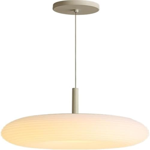 LUOYAOB Mid Century Modern Weiße Rundheit Hängelampe PE-Schirm Pendelleuchte Höhenverstellbarer Kronleuchter mit Metallsockel for Schlafzimmerflur(35cm) von LUOYAOB